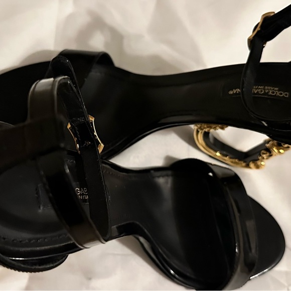 Dolce Gabbana D&G Black Sandal Heels Patent Leather - Picture 7 of 9